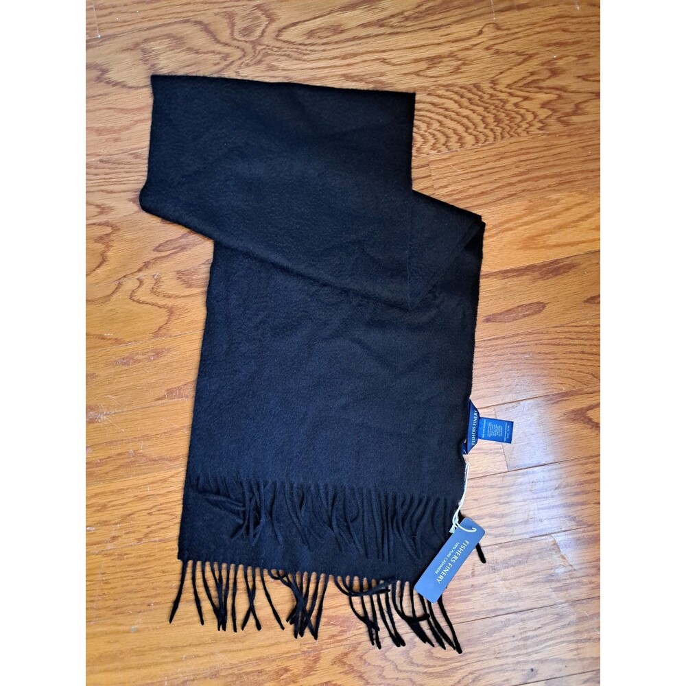 Fishers Finery Women’s Classic 100% Pure Cashmere Scarf Black NWT